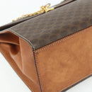 CELINE Macadam Canvas Hand Bag PVC Leather Brown Gold Auth ka4354-12
