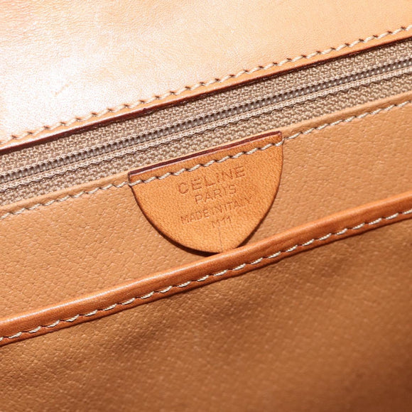 CELINE Macadam Canvas Hand Bag PVC Leather Brown Gold Auth ka4354
