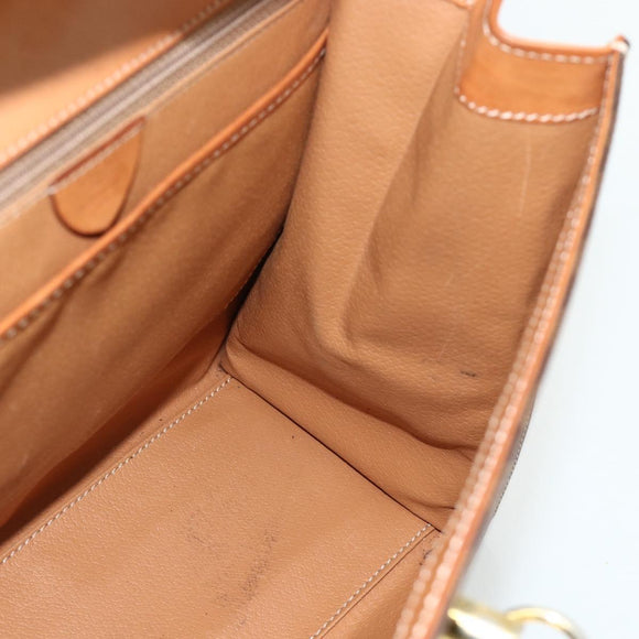 CELINE Macadam Canvas Hand Bag PVC Leather Brown Gold Auth ka4354