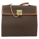 CELINE Macadam Canvas Hand Bag PVC Leather Brown Gold Auth ka4354-2
