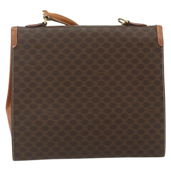 CELINE Macadam Canvas Hand Bag PVC Leather Brown Gold Auth ka4354