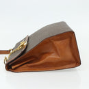 CELINE Macadam Canvas Hand Bag PVC Leather Brown Gold Auth ka4354-4
