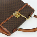CELINE Macadam Canvas Hand Bag PVC Leather Brown Gold Auth ka4354-6