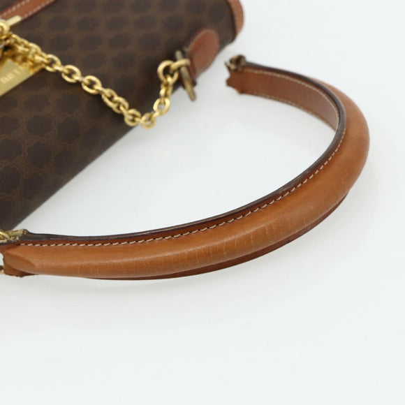 CELINE Macadam Canvas Hand Bag PVC Leather Brown Gold Auth ka4354