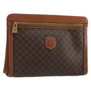 CELINE Macadam Canvas Clutch Bag PVC Leather Brown Gold Auth ka4359-1