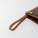 CELINE Macadam Canvas Clutch Bag PVC Leather Brown Gold Auth ka4359-8