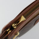 CELINE Macadam Canvas Clutch Bag PVC Leather Brown Gold Auth ka4359-9