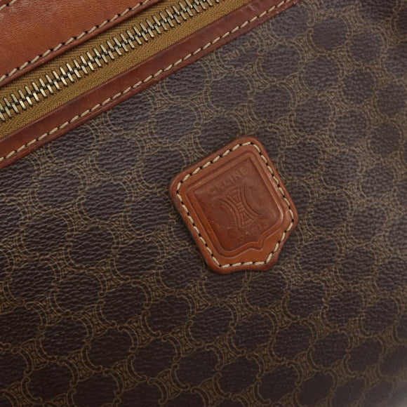 CELINE Macadam Canvas Clutch Bag PVC Leather Brown Gold Auth ka4359