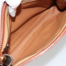 CELINE Macadam Canvas Clutch Bag PVC Leather Brown Gold Auth ka4359-10