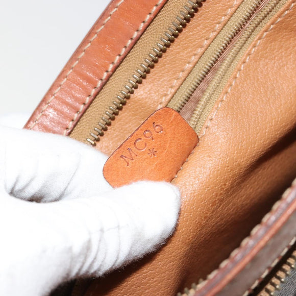 CELINE Macadam Canvas Clutch Bag PVC Leather Brown Gold Auth ka4359