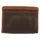 CELINE Macadam Canvas Clutch Bag PVC Leather Brown Gold Auth ka4359-2