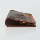 CELINE Macadam Canvas Clutch Bag PVC Leather Brown Gold Auth ka4359-3