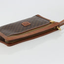 CELINE Macadam Canvas Clutch Bag PVC Leather Brown Gold Auth ka4359-5