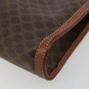 CELINE Macadam Canvas Clutch Bag PVC Leather Brown Gold Auth ka4359-7