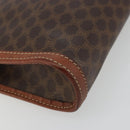 CELINE Macadam Canvas Clutch Bag PVC Leather Brown Gold Auth ka4359-14