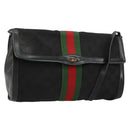 GUCCI GG Canvas Web Sherry Line Bag Black Red Green 37 04 3657 Auth ka4360-1