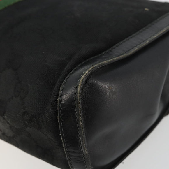 GUCCI GG Canvas Web Sherry Line Bag Black Red Green 37 04 3657 Auth ka4360