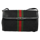 GUCCI GG Canvas Web Sherry Line Bag Black Red Green 37 04 3657 Auth ka4360-13