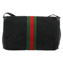 GUCCI GG Canvas Web Sherry Line Bag Black Red Green 37 04 3657 Auth ka4360-2