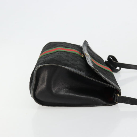 GUCCI GG Canvas Web Sherry Line Bag Black Red Green 37 04 3657 Auth ka4360