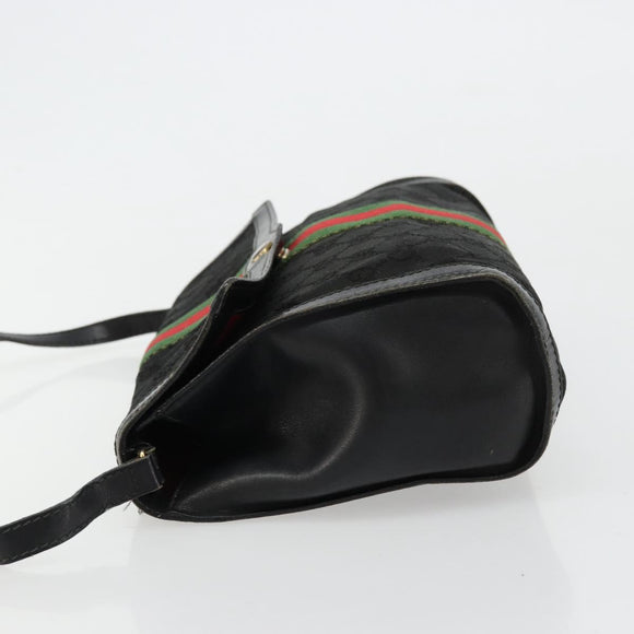 GUCCI GG Canvas Web Sherry Line Bag Black Red Green 37 04 3657 Auth ka4360