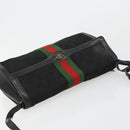 GUCCI GG Canvas Web Sherry Line Bag Black Red Green 37 04 3657 Auth ka4360-6