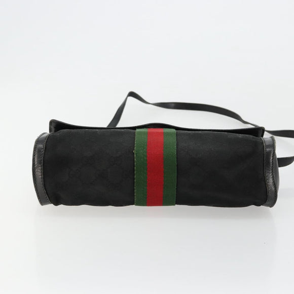 GUCCI GG Canvas Web Sherry Line Bag Black Red Green 37 04 3657 Auth ka4360