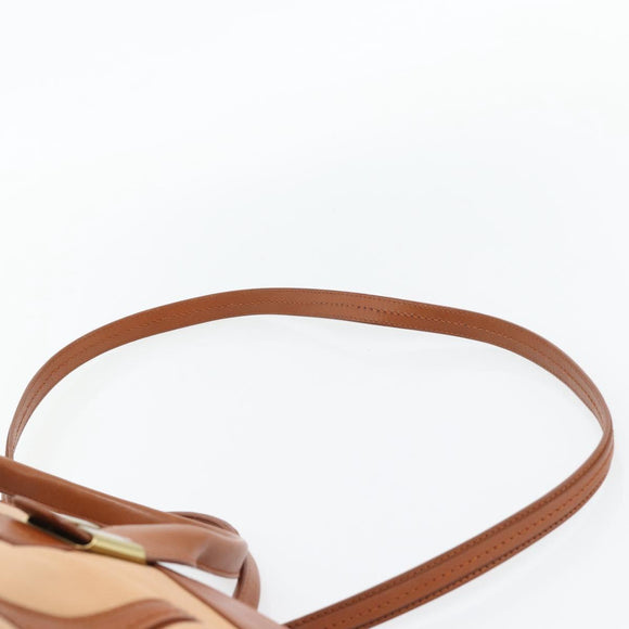 Chloe Alice Handtas Leer 2-weg Bruin Goud beige Auth ka4362