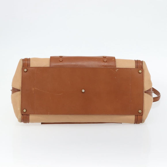 Chloe Alice Handtas Leer 2-weg Bruin Goud beige Auth ka4362