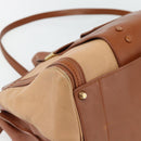Chloe Alice Handtas Leer 2-weg Bruin Goud beige Auth ka4362-13