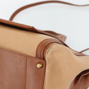 Chloe Alice Handtas Leer 2-weg Bruin Goud beige Auth ka4362-14