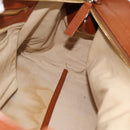 Chloe Alice Handtas Leer 2-weg Bruin Goud beige Auth ka4362-20