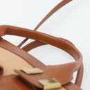 Chloe Alice Handtas Leer 2-weg Bruin Goud beige Auth ka4362-8