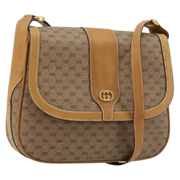 GUCCI Micro GG Supreme Shoulder Bag PVC Beige Gold 001 261 4425 Auth ka4363