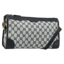 GUCCI GG Supreme Shoulder Bag PVC Navy Gold Auth ka4364-1