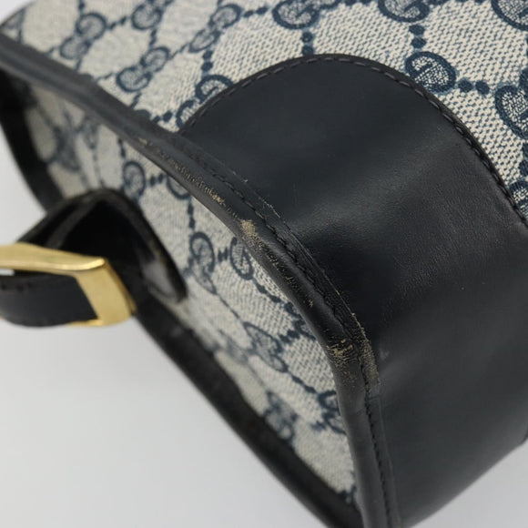 GUCCI GG Supreme Shoulder Bag PVC Navy Gold Auth ka4364