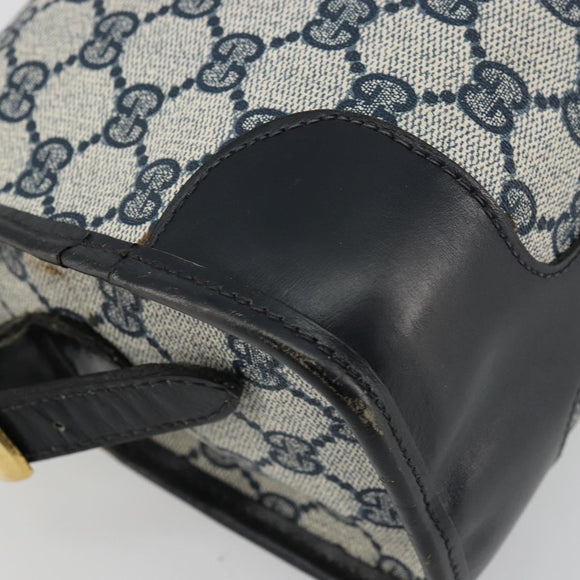 GUCCI GG Supreme Shoulder Bag PVC Navy Gold Auth ka4364