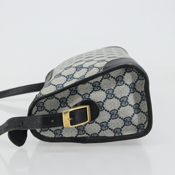 GUCCI GG Supreme Shoulder Bag PVC Navy Gold Auth ka4364