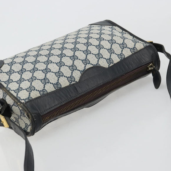GUCCI GG Supreme Shoulder Bag PVC Navy Gold Auth ka4364