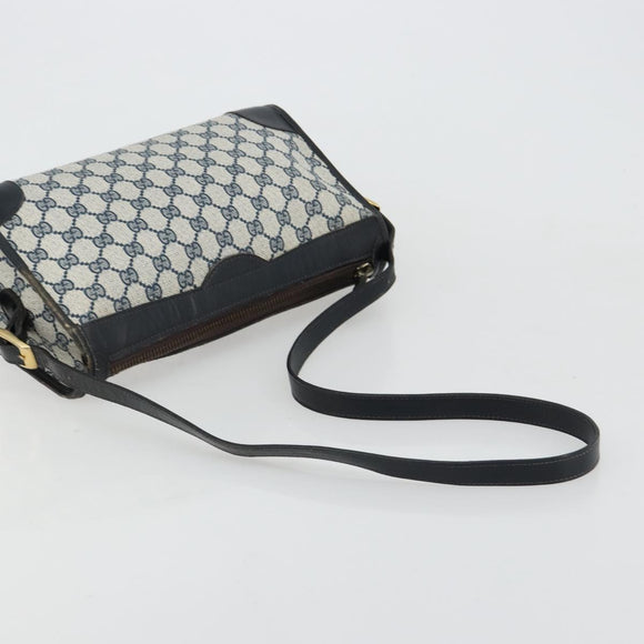 GUCCI GG Supreme Shoulder Bag PVC Navy Gold Auth ka4364