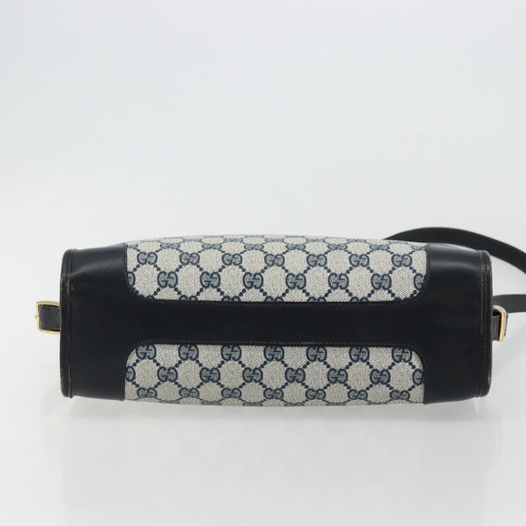 GUCCI GG Supreme Shoulder Bag PVC Navy Gold Auth ka4364