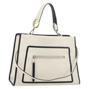 FENDI Runaway Hand Bag Leather 2way White Silver black Auth ka4365A-1