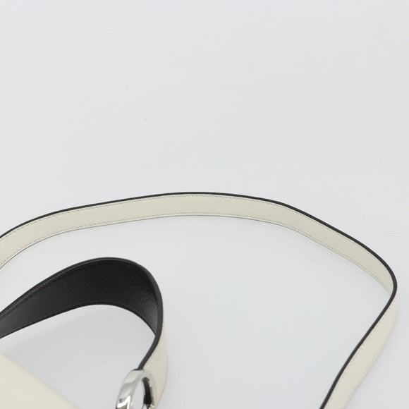 FENDI Runaway Hand Bag Leather 2way White Silver black Auth ka4365A