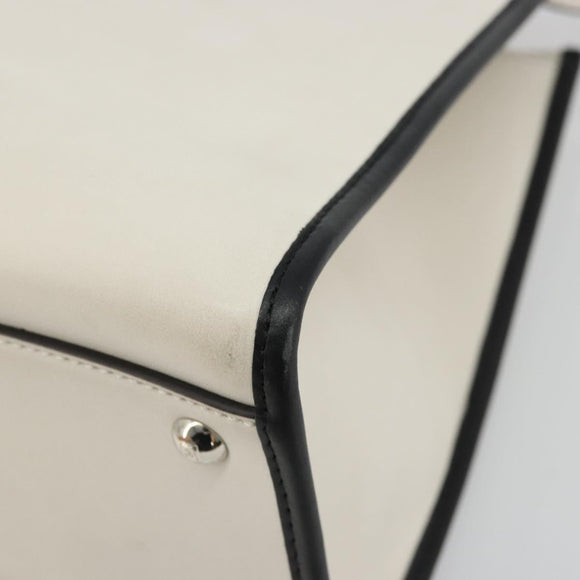 FENDI Runaway Hand Bag Leather 2way White Silver black Auth ka4365A