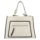 FENDI Runaway Hand Bag Leather 2way White Silver black Auth ka4365A-13