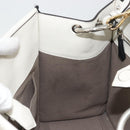 FENDI Runaway Hand Bag Leather 2way White Silver black Auth ka4365A-22