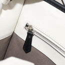 FENDI Runaway Hand Bag Leather 2way White Silver black Auth ka4365A-23