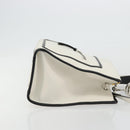 FENDI Runaway Hand Bag Leather 2way White Silver black Auth ka4365A-3