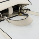 FENDI Runaway Hand Bag Leather 2way White Silver black Auth ka4365A-7