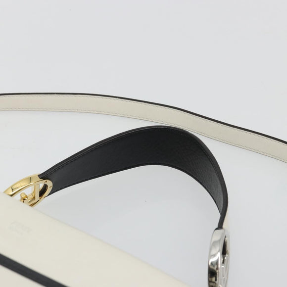 FENDI Runaway Hand Bag Leather 2way White Silver black Auth ka4365A
